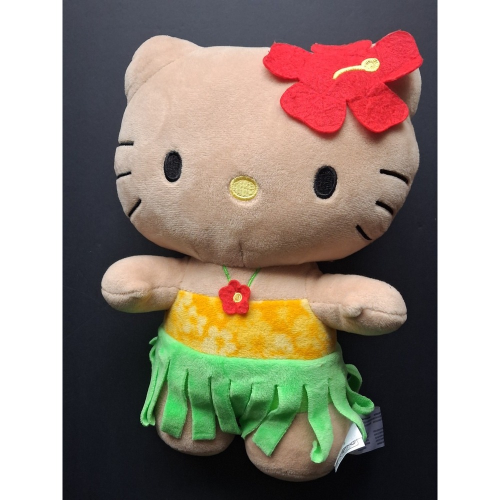 Hello Kitty Hula 11" Plush Doll Hawaiian Luau Tropical Skirt Hawii Sanrio Rare